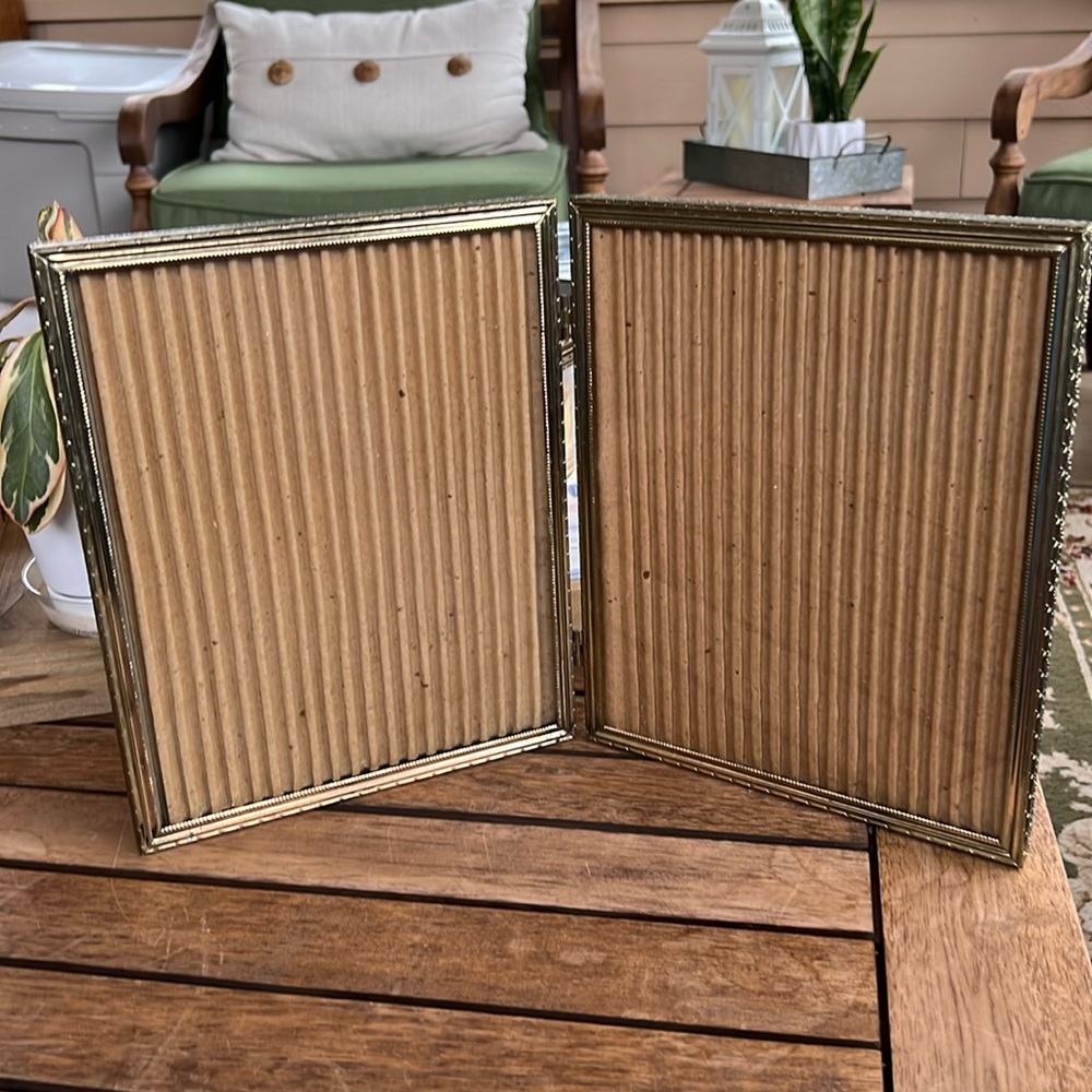 Vintage Brass Folding Hinged Double 7.5" X 9.5” Frames